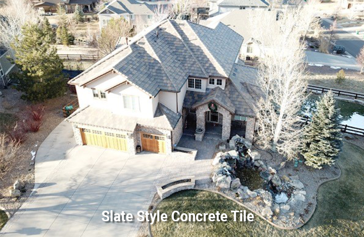 Slate style concrete tile residential roof