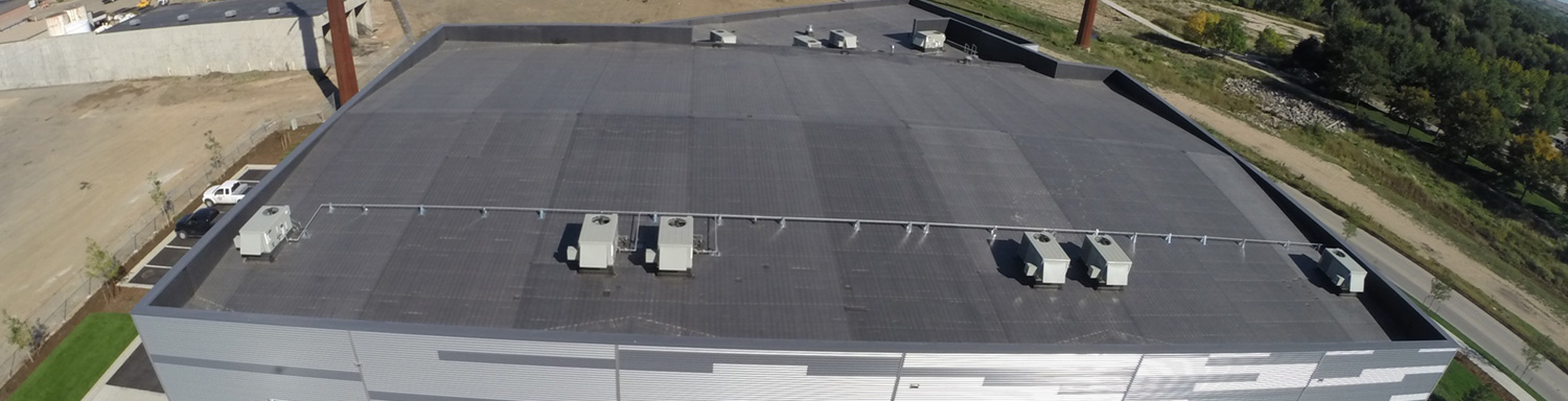 Overhead view of a commercial building's roof