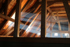 Inspecting a roof from the attic