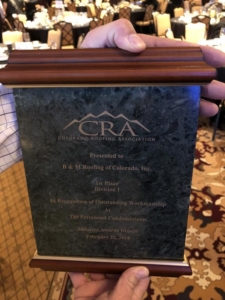 CRA award presented to B&M Roofing for outstanding workmanship